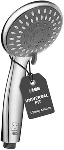 H&S Universal Handheld Shower Head with High and Low Water Pressure - Hand Showerhead with 5 Different Spray Modes - Powerful Chrome Replacement - Also for RV or Camper - RV Shower Head Replacement