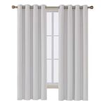 Deconovo Decorative Room Darkening Insulated Thermal Grommet Window Blackout Curtains Panel for Bedroom, 52x63 Inch, Greyish White