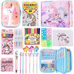 Fruit Scented Markers Set, Unicorn Gifts for Girls, 60 Pcs Art Coloring Kits with Gift Box Including Unicorn Pencil Case, Gel Pen, Pencil & Crayon Drawing Stuff, Birthday Gifts for 4-9 Years Girls