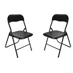 ASAB Premium Black Vinyl Folding Chair with Carrying Handle and Comfy Cushion (2)