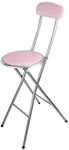 NIGMA® Heavy Duty Folding Stool Metal Padded | Foldable Stool | Folding Stools For Adults For Breakfast, Office Stool, Folding Kitchen Stool, Desk Stool, Foldable Bar Stools (Bar Stool, Pink)