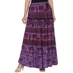 JABAMA® Women's Cotton Printed Casual Long Maxi Skirt (Purple, Size: 28, SK296-28_GRP)