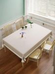 CASA-NEST Rectangular Anti-Slip PVC Solid Plain White Lace (54x78 inch) 6 Seater centre Table Cover with exclusive backing material-Cream-printed0002