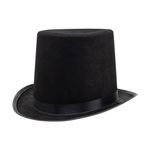 Spooktacular Creations Black Tall Top Hats for Adult Black Magician Butler Formal Costume, for Halloween Dress Up Role Play