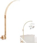 Wooden Crib Mobile Arm | Baby Crib Mobile Arm Wooden Holder | Rotatable Adjustable Anti Slip Attachment Clamp for Sturdy Mobile Hanger (Curved Arm)