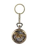 AUGEN Pocket Watch Metal Keychain Horse Retro Vintage for Gifting With Key Ring Anti-Rust (Pack Of 1)