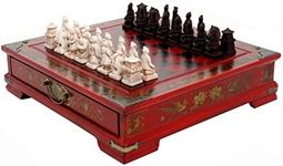 Dan&Dre Wooden International Chess Set Warriors Figure Chess Antique Board Family Game for Kids Adults