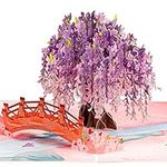 Paper Love Frndly 3D Wisteria Pop Up Card - 100% Recycled and Eco-Friendly, 8" x 6" Cover - With Note Tag