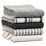 Olivia Rocco 5 Pack Terry Kitchen Tea Towels Cotton Super Absorbent Quick Drying Soft Towel Cloth, Grey