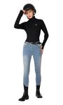 Preto Premium Denim Ladies Horse Riding Breeches Full Seat Silicon Grip Soft Stretchy Equine Equestrian Women Horse Riding Breeches Pants with Pockets