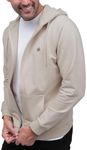 INTO THE AM Zip Up Hoodies for Men - Casual Lightweight Fleece Slim Fit Basic Zipper Sweatshirt (Beige, X-Large)