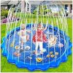 Toddler Toys - Splash Pad, 68"/170cm Sprinkler & Splash Play Mat for Toddlers Dogs, Inflatable Outdoor Sprinkler Pad Wading Pool with 5 Patches for Kids Age 3+, Water Toys for Summer Garden Beach