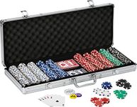 Fat Cat by GLD Products 11.5 Gram Texas Hold 'em Claytec Poker Chip Set with Aluminum Case, 500 Striped Dice Chips, 24.25 Inch