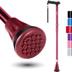 Rehand All Terrain Walking Cane, Colorful Foldable Walking Sticks for Seniors & Adults, Pivot Tip and Heavy Duty Mobility Aid, Collapsible Cane for Men & Women (Passion Red)