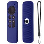 Dealfreez Protective Full Wrap Silicone Case Compatible with New Siri Apple TV 4k 2nd Generation Remote Skin-Friendly Shock Proof Anti-Slip Washable Protective Cover Sleeve (C-Dark Blue)