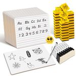 Dry Erase White Board - Lined/Plain, Ohuhu 40-Pack 9 x 12 Inch Small Classroom Whiteboards Set, Including 40 x Mini Lap Board, 40 x Black Markers, 40 x White Boards Eraser, Double Sided White Boards