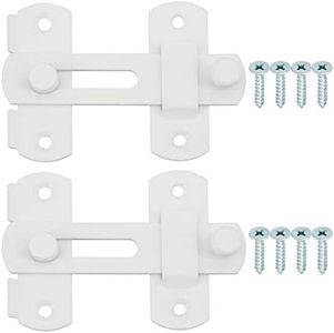 Alise 2pcs Flip Latch Gate Latches, 4 inch Safety Door Lock for Barn Wood Fence Sliding French Doors,Stainless Steel Gate Hardware,White Finish MS9001W-2P