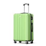 Strenforce Checked Medium Luggage 24 Inch Hardside ABS Suitcase with TSA Lock,Matcha Green