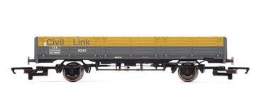 Hornby R60230 RailRoad Civil Link, ZDA' 45 Ton Open 'Squid' Wagon, 100065 - Era 8 Rolling Stock - Wagons for Model Railway Sets, Grey and Yellow