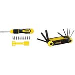 STANLEY 0-68-010 Multibit Ratchet Screwdriver + 10 Bits & STANLEY Metic Folding Hex Key Set Pocket Size (8 Pieces) 2-69-264, Pack of 1