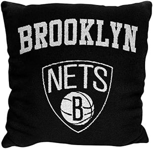 Northwest NBA Decorative Basketball Throw Pillow - Premium Poly-Spandex - 14"x14" - Home Decor with a Stylish Pillow (Brooklyn Nets - Black)
