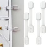 Cheeky Monkey® 4 Pack Premium Cupboard Locks for Children Baby Proofing Child Safety Strap Kitchen Cupboards Cabinets with Drawers Cabinet & Kids Proof - 4 Extra Adhesive (Adjustable, 4, Count)