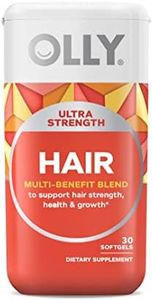 OLLY Ultra Strength Hair Softgels, Supports Hair Strength, Health and Growth, Biotin, Keratin, Vitamin D, B12, Hair Supplement, 30 Day Supply - 30 Count (Packaging May Vary)