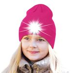 AONYIYI Camping Gifts Rose Red Toque with Light,Beanie Hat with Light,Stocking Stuffers Kids Neon Beanie Stocking Stuffers for Teens Hiking Gifts Flashlight Hat for Boys Girls Winter Toque