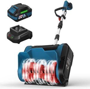 Giosuan Cordless Snow Shovel Rake, 21V 12-Inch Brushless Snow Blower with 4.0Ah Battery & Fast Charger, 20FT Throw Distance, Compact Design, Adjustable Front Handle, for Driveway/Sidewalk – Blue