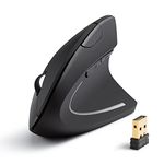 Anker 2.4G Wireless Vertical Ergonomic Optical Mouse, 800 / 1200 /1600 DPI, 5 Buttons for Laptop, Desktop, PC, Macbook - Black