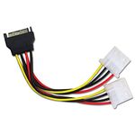 CABLESETC SATA 15 Pin Male to Dual IDE LP4 Molex Female Power Cable Y Splitter Adapter