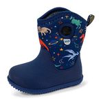 JAN & JUL Toddler Fleece-Lined Waterproof Winter Boots (Space Dinos, Size 7 Toddlers)