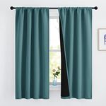 NICETOWN 100% Blackout Curtain Panels, Thermal Black Liner Curtains for Nursery Room, Noise Reducing and Cold Blocking Drapes for Windows (Set of 2, Sea Teal, 42 inches Wide by 63 inches Long)