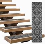 LINCONSON 15 Pack Anti Slip Carpet Stair Tread | 8” x 30” | Removable and Washable Runners for Stairs with Adhesive Free Rubber Backing