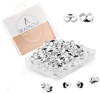 BEADNOVA Earring Backs Stainless Steel Earring Backings for Studs Hypoallergenic Surgical Locking Earring Backs for Posts (60 pcs), Plastic Stainless Steel