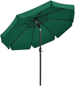 Yaheetech Parasol de Jardin Extérieur 268 cm Parasol Inclinable à 8 Baleines Parasol Balcon avec Manivelle Protection Solaire Terrasse Jardin Plage Piscine Balcon Vert Foncé