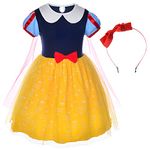 Princess Birthday Party Costume For Toddler Girls With Headband 4-5 Years (4T 5T)