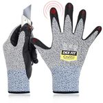 DEX FIT Level 5 Cut Resistant Gloves Cru553, 3D-Comfort Fit, Firm Grip, Thin & Lightweight, Touch-Screen Compatible, Durable, Breathable & Cool, Machine Washable; Grey L (9) 1 Pair