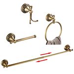 BATHSIR Antique Brass 4-Piece Bathroom Hardware Set includes Towel Bar,Short Towel Ring, Toilet Paper Holder, Towel Hook Classic Kitchen Accessories Kit Wall mounted