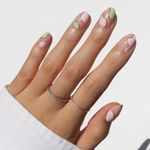 Glamnetic Press On Nails - Strawberry Matcha | Short Oval Fake Nails with Pink & Green Swirl Design and Gold Foil Accents in Glossy Finish, Salon Quality | 15 Sizes - 30 Nail Kit with Glue