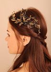 BERYUAN Women Girls Black Crystal Rhinestone Gold Beads Hair Comb Rhinestone Wedding Hair Comb Gold Bride Headband Wedding Hair Accessories for Women Girls