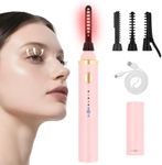 Heated Eyelash Curlers, Rechargeable Heated Lash Curlers for Women, Electric Eyelash Curler with 3 Brush Heads, Natural Curling with 3 Temp Settings 10s Fast Heating, Pink