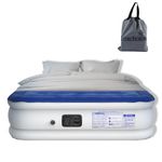 Luxchoice Queen Air bed with Built-in Electric Pump Inflatable Mattress Blow Up Bed in 3 Mins Fast Self-Inflation/Deflation Guest Air Mattress for Camping Home Moving Travel