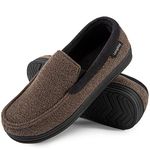 LongBay Men's Loafer Moccasin Slippers Coffee，10