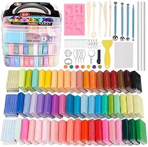 CiaraQ Polymer Clay-Oven Baked Modeling Clay with Sculpting Tools, 60 Colors, 4.7 lbs