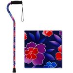 Designer Walking Cane with Offset Handle, Lightweight Adjustable Walking Stick with Carrying Strap, “Maui Flowers Design