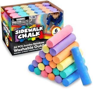 24 PCS Washable Sidewalk Chalks Set Non-Toxic Jumbo Chalk for Schools, Outdoor Art Play, Paint on Chalkboard, Blackboard and Playground (6 Colors))