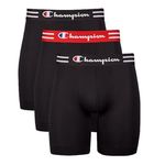 Champion Men's Boxer Briefs, Performance Stretch, Moisture Wicking, Multi-Pack, Long Leg-Black-3 Pack, XXL (Pack of 3)