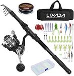 Telescopic Fishing Rod and Reel Combos Full Kit, Lixada Carbon Fiber Fishing Pole Lures Set Portable Travel Kit with Carrier Bag for Sea Saltwater Freshwater Fishing Gift for Men Women
