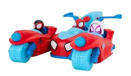 MARVEL Spidey and His Amazing Friends Spidey Team Split Racer - 8.5-Inch Three-in-One Vehicle with Web Darts, Sound Effects, and Phrases